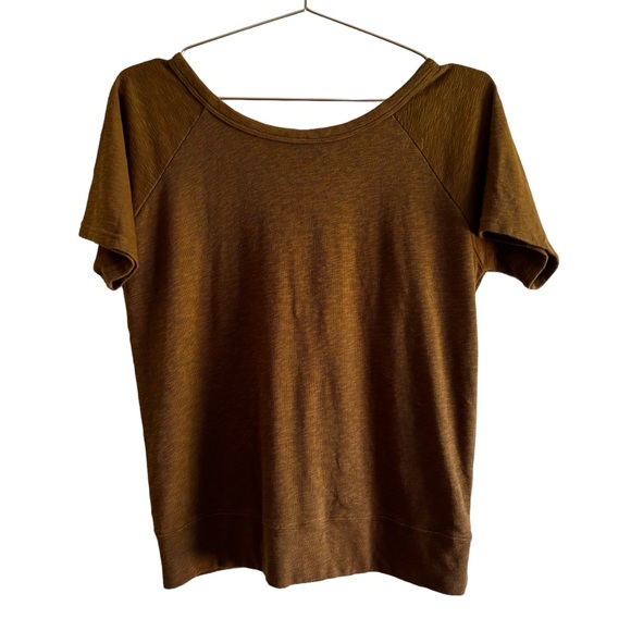 Bobi Revolve Cargo Green Slub Jersey Criss Cross Back Short Sleeve Top New - Picture 1 of 6